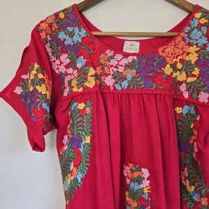 NWT J.Marie Floral Embroidered Linen Blend Top XS